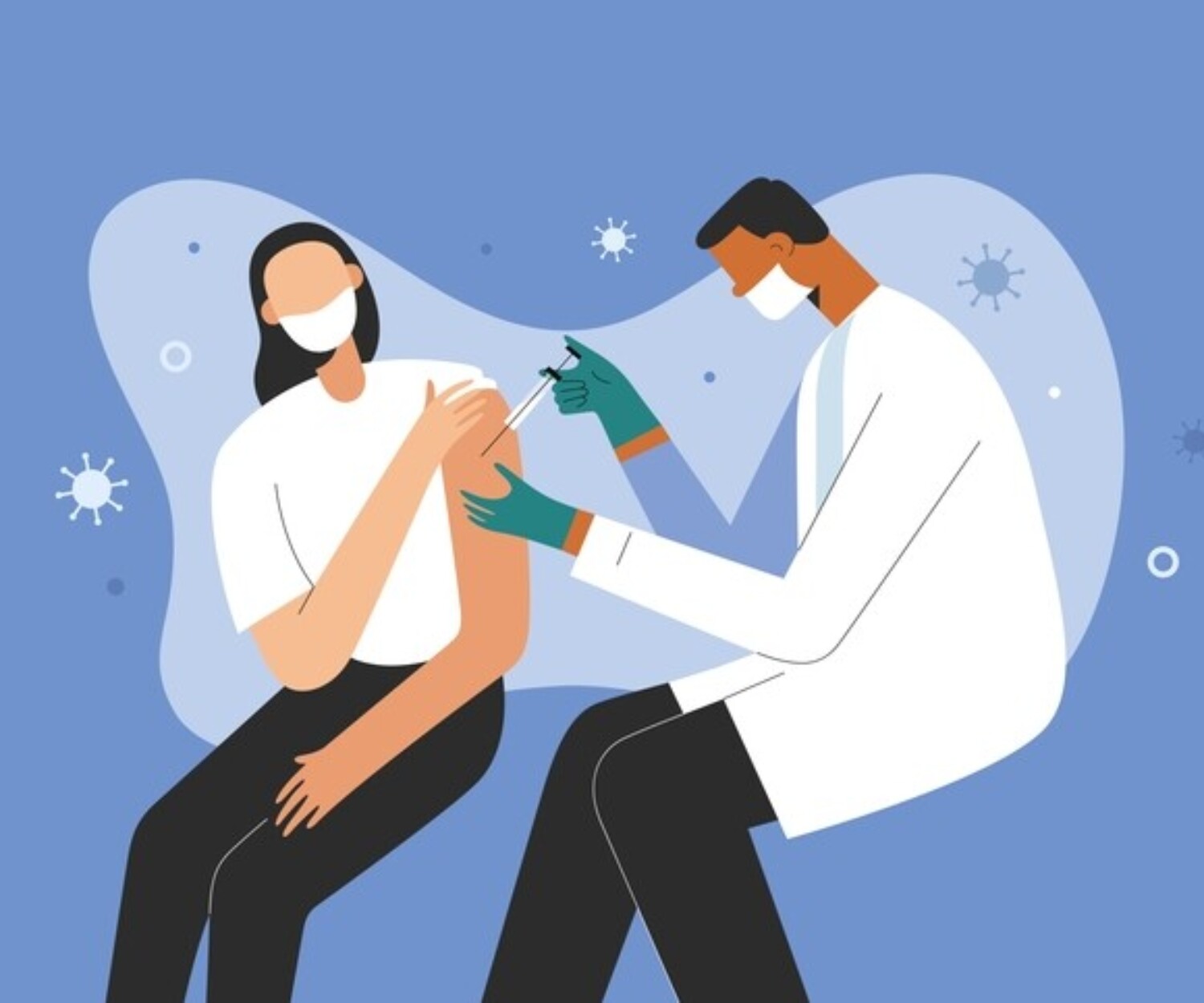 Graphic of woman getting a vaccination shot